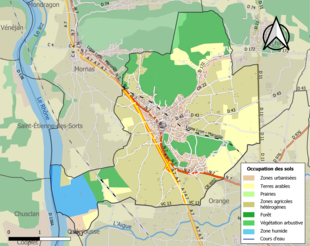 Carte en couleurs présentant l'occupation des sols.