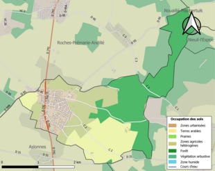 Carte en couleurs présentant l'occupation des sols.