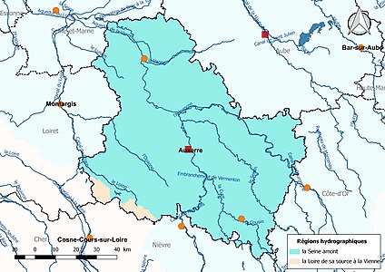 Le territoire de l'Yonne se répartit en 2 régions hydrographiques.