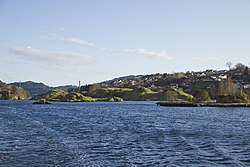 Alversundet strait and bridge in the background