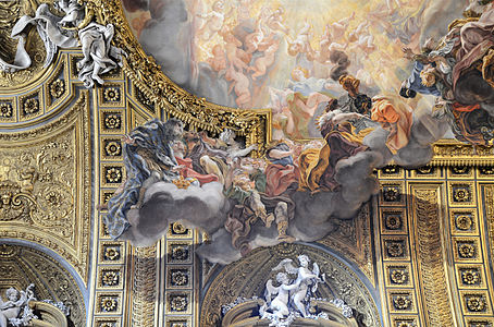 Trompe-l'œil effect on the ceiling of the Church of the Gesù, Rome, by Giovanni Battista Gaulli (completed 1679)