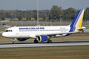 Airbus A320 Донбассаэро UR-DAA (старая ливрея) в Мюнхенском аэропорту