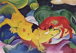 Franz Marc Vacas en amarillo, rojo y verde, 1912