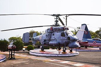 Ka - 25 Helicopter of the Indian Naval Air Arm on display at the Naval Aviation Museum in Goa, India. Picture taken in April 2024