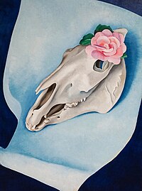 Georgia O'Keeffe, Horse's Skull with Pink Rose, 1931