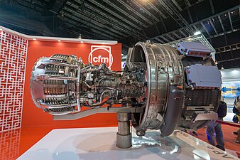 CFM LEAP engine showing actuating mechanisms for high pressure compressor inlet guide vanes and stators on the first 4 stages.