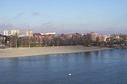 Liman I and Štrand beach, view from Liberty Bridge