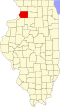 State map highlighting Whiteside County