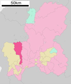 Location of Motosu in Gifu Prefecture