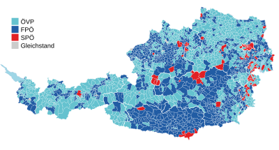 Stärkste Partei auf Gemeinde- (bzw. in Wien, Bezirks-)ebene (ohne wahlkreisfremde und nach dem 27. September eingelangte Wahlkarten)