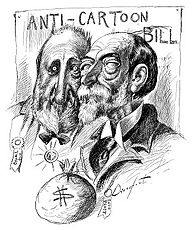 "No Honest Man Need Fear Cartoons." Behind Senator Platt is the visage of Boss Tweed.