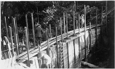 Onekaka Dam under construction in the late 1920s