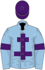 Light blue, purple cross of lorraine, armlets and cap