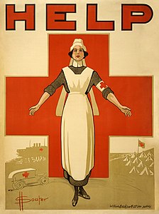 Red Cross recruiting poster for nurses at History of nursing, by David Henry Souter (edited by Durova and Steven Crossin)