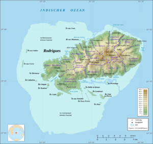 14 Zones of Rodrigues, with Port Mathurin due north