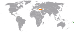 Map indicating locations of Samoa and Turkey