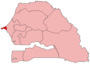 Harta regiunii Dakar în cadrul Senegalului