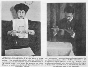 Tomczyk (left) and magician William Marriott (right), who duplicated by natural means Tomczyk's trick of levitating a glass beaker