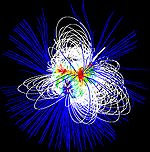 Il campo magnetico superficiale della giovane stella T Tauri SU Aur riscostruito tramite lo Zeeman-Doppler imaging.