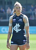 Tayla Harris playing for Carlton in 2019