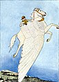 A 1914 illustration depicting Bellerophon riding Pegasus