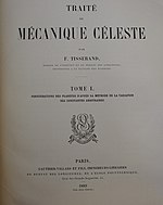 Title page to volume I of Traité de Mécanique Céleste (1889)