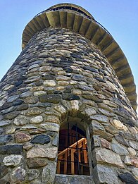 A view of both the tower's inside and outside staircases.