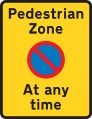 Waiting restriction repeater signs within the pedestrian zone