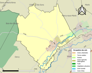 Carte en couleurs présentant l'occupation des sols.