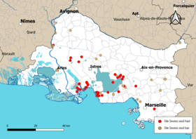 Carte des communes avec sites Seveso