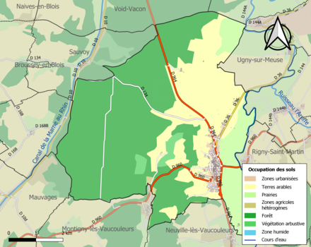 Carte en couleurs présentant l'occupation des sols.