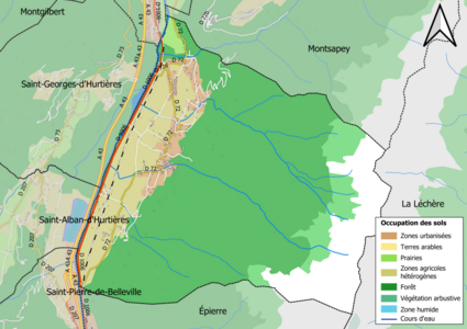 Carte en couleurs présentant l'occupation des sols.