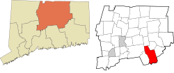 Hebron's location within the Capitol Planning Region and the state of Connecticut