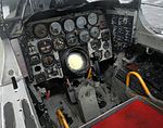 Cockpit i en F-86D Sabre.