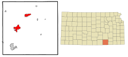 Location within Cowley County and Kansas