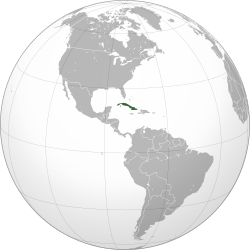 Cuba highlighted on the Globe