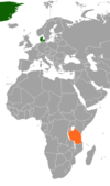 Location map for Denmark and Tanzania.