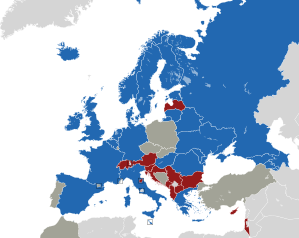 A coloured map of the countries of Europe