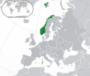 Map showing Norway in Europe