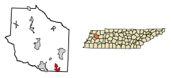 Location of Medina in Gibson County, Tennessee.