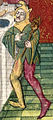 Шут. Фрагмент миниатюры "Gaharié recevant le chapel" из "Романа о Ланселоте" (Français 112 (1), fol. 45), ок. 1470