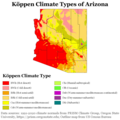 Image 1Köppen climate types of Arizona, using 1991–2020 climate normals. (from Geography of Arizona)