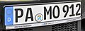 Plastic licence plate (2013), characters clipped on