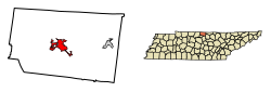 Location of Lafayette in Macon County, Tennessee