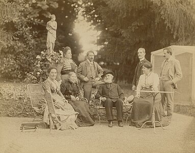 Group portrait of Giuseppe Verdi with various family and friends, by Giulio Rossi (restored by Adam Cuerden)