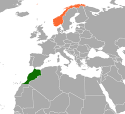 Map indicating locations of Morocco and Norway