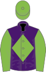 Purple, light green diamond, sleeves and cap