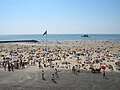 The beach and in the distance, Fort de l'Heurt