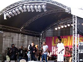Roll Deep performing at the Love Music Hate Racism Festival in Barnsley