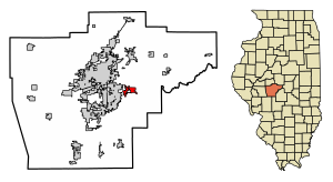 Location of Rochester in Sangamon County, Illinois.